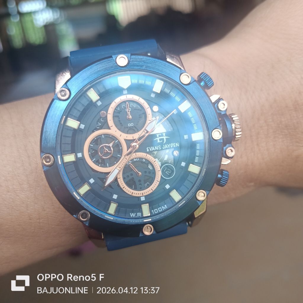 EVANS JAYDEN Jam Tangan Pria 9570 Rubber Silicon Chrono Kaca Safir 10 ATM mantap