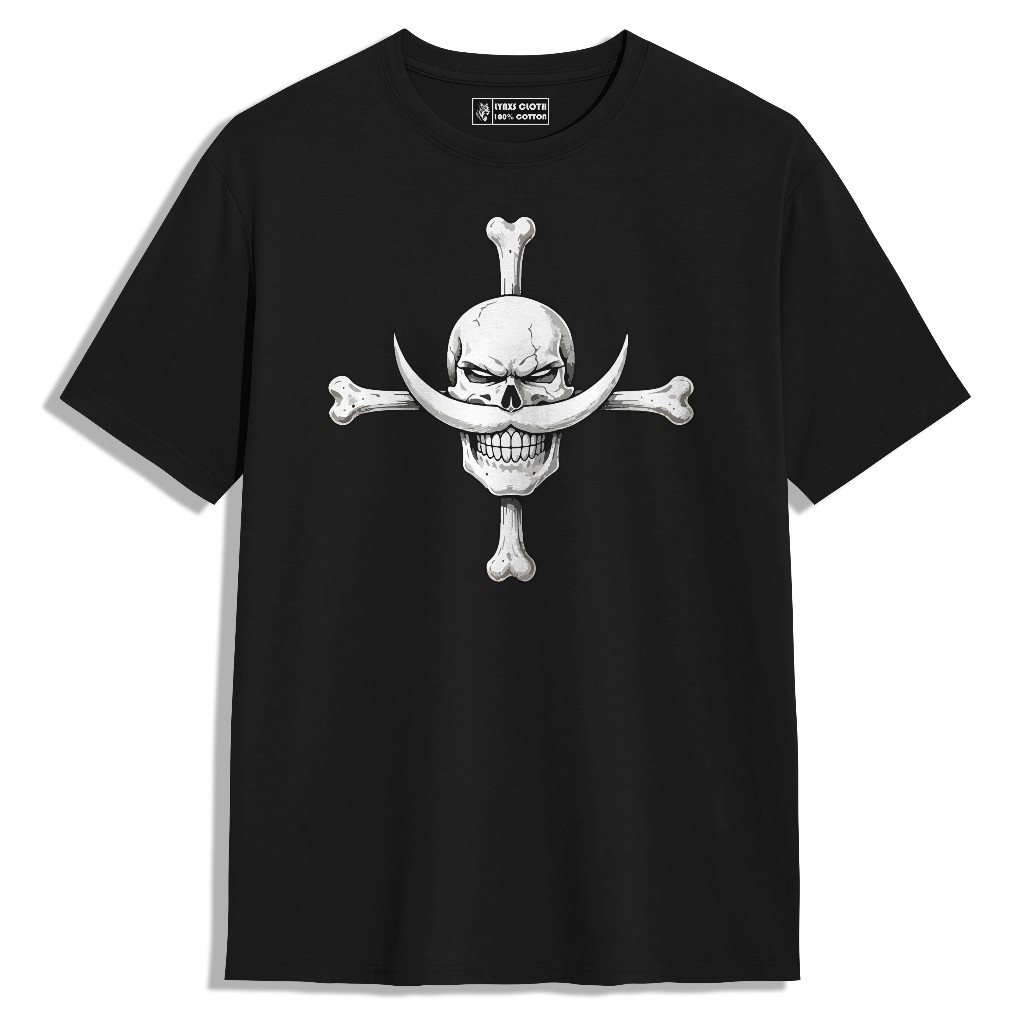Kaos Anime One Piece Logo Bajak Laut Shirohige Baju Distro Unisex Streetwear Keren Premium Cotton Co