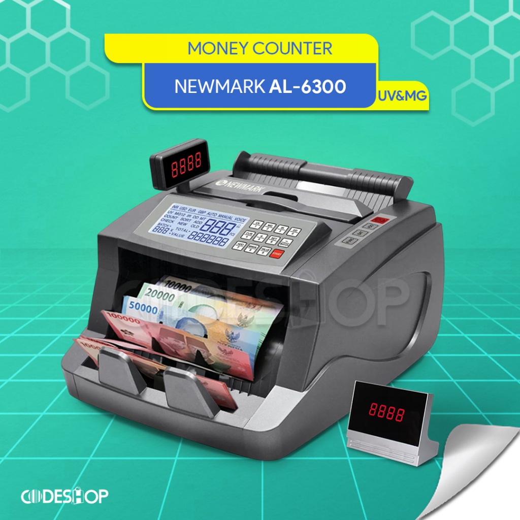 Mesin Hitung Uang Newmark AL-6300 Deteksi Keaslian UV MG IR Otomatis Detektor Portable High Speed LC