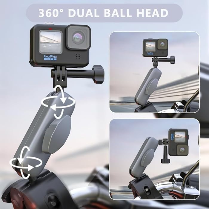 Clamp Bracket Mount Motorcycle for G0 Pro DJ1 Breket Action Camera 360 Derajat NA2 Silver Black