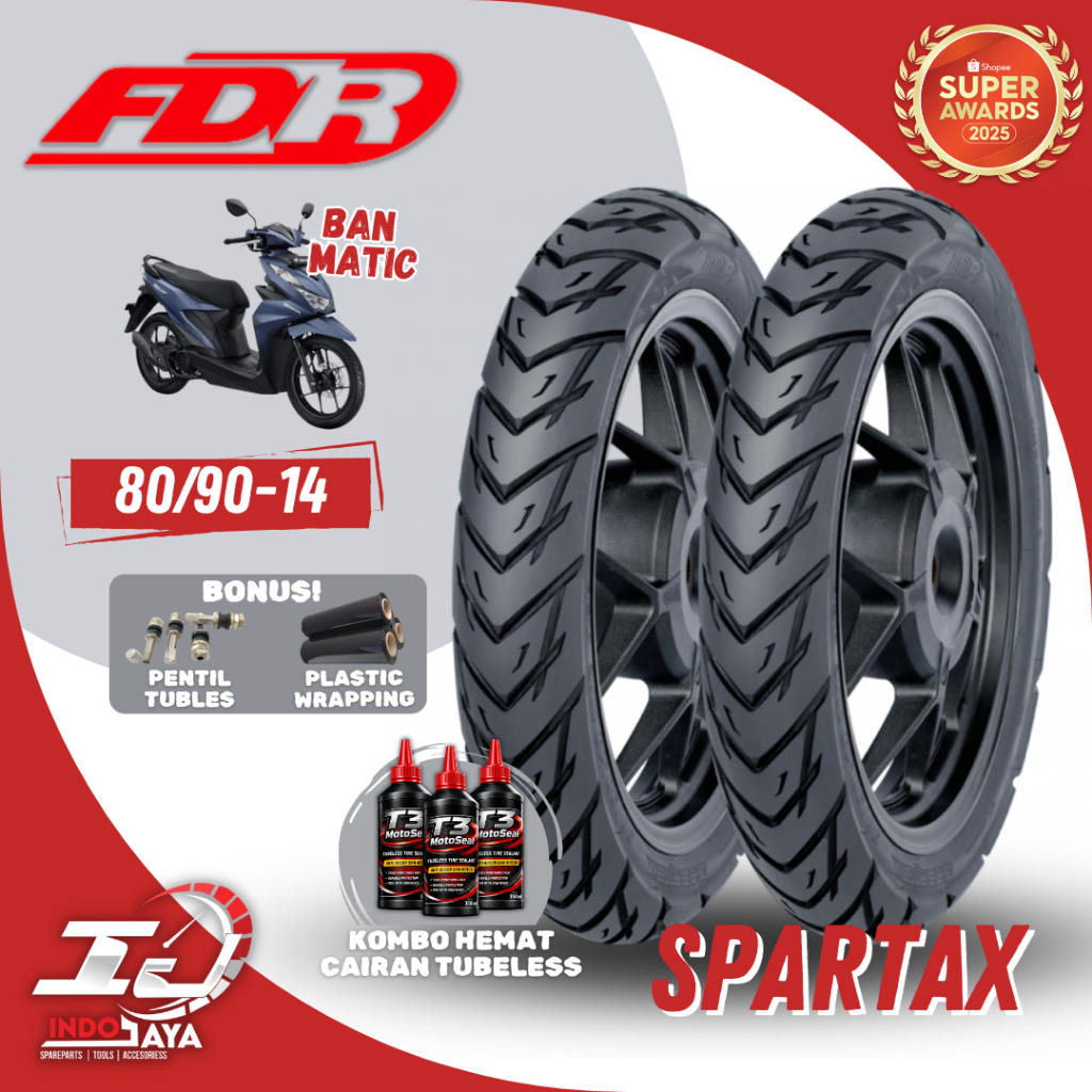BAN FDR TUBELESS SPARTAX 14 / RING 17 (80/90-14) BAN MOTOR MATIC / BEAT / MIO / VARIO / MOTOR BEBEK 