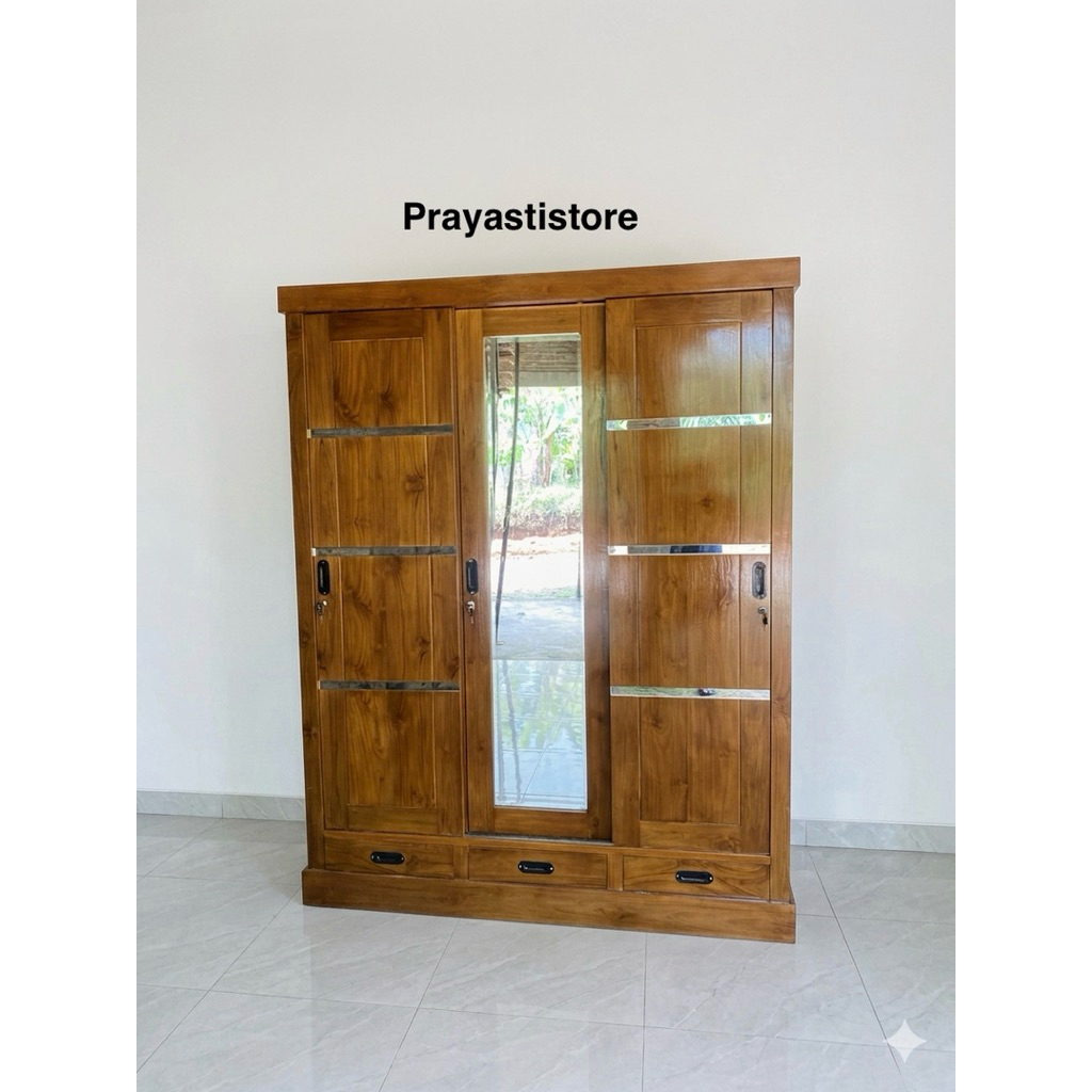 Lemari Pakain Minimalis 3 Pintu Kayu Jati Lemari Pakaian 3 Pintu Sliding Jati Lemari Pakaian Kayu Ja