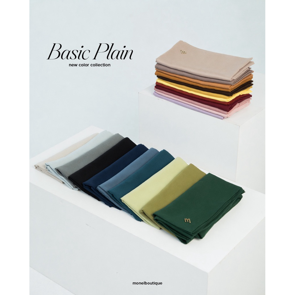 Skyshop Hijab Basic Plain Scarf Series polosan By Monel Bahan Voal Premium Size 115 x115cm Kerudung 