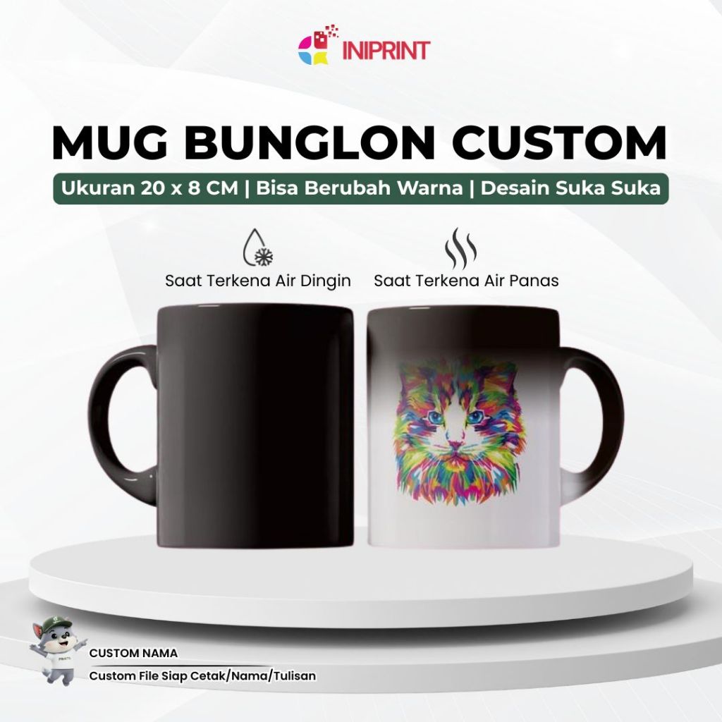 Mug Ajaib Berubah Warna Saat Diisi Air Panas - Mug Bunglon - Mug Gelas Custom - Mug Premium - Souven