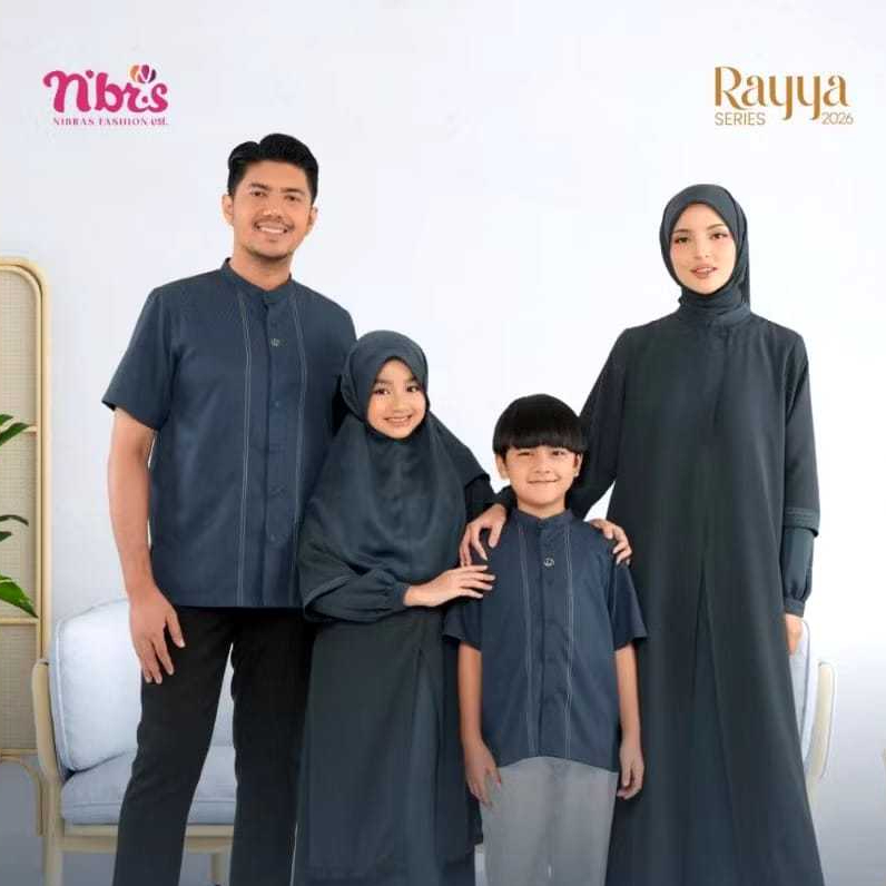 NIBRAS - Sarimbit Lydia Teal NBRS Baju Couple Keluarga Gamis Ibu Anak & Koko Ayah Dewasa Nibras Rayy