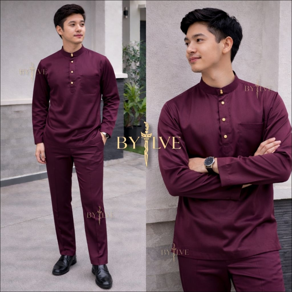 Set Baju Melayu Pria Cekak Musang Teluk Belanga / Setelan Pakaian Adat Melayu Laki-Laki Dewasa / Baj