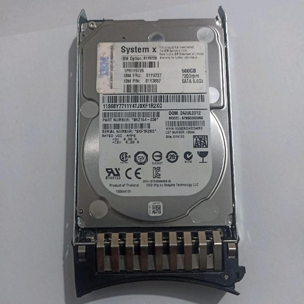 HDD IBM 500GB SATA 7200 6G 2.5 inch 81Y9727 81Y3857 81Y8726 ST9500620NS