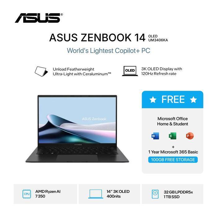 Asus Zenbook 14 OLED - Jade Black Ryzen AI 7 350