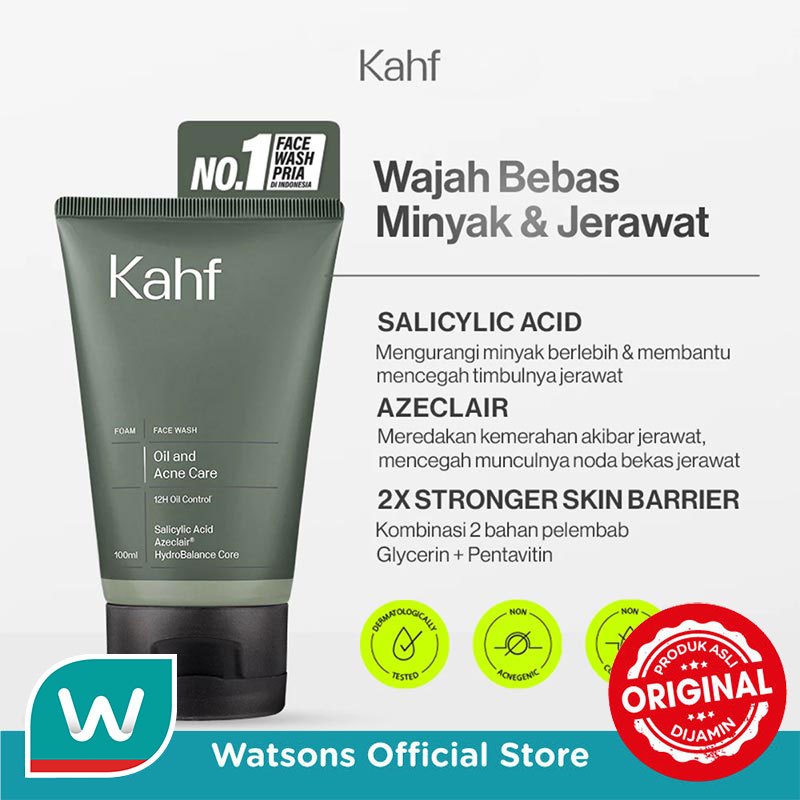 Kahf Oil and Acne Care Face Wash 100 ml - Sabun Cuci Muka Pria untuk Membantu Lawan Jerawat - Mens F