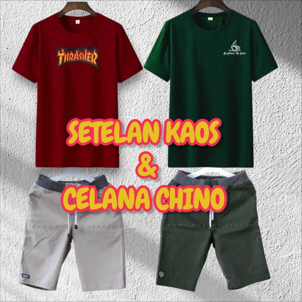 Celana + Kaos Setelan Baju Dewasa Keren kekinian Pria Masa kini