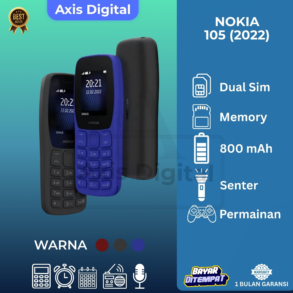 NOKIA HP 105/2022 TERBARU bersegel dan bergaransi