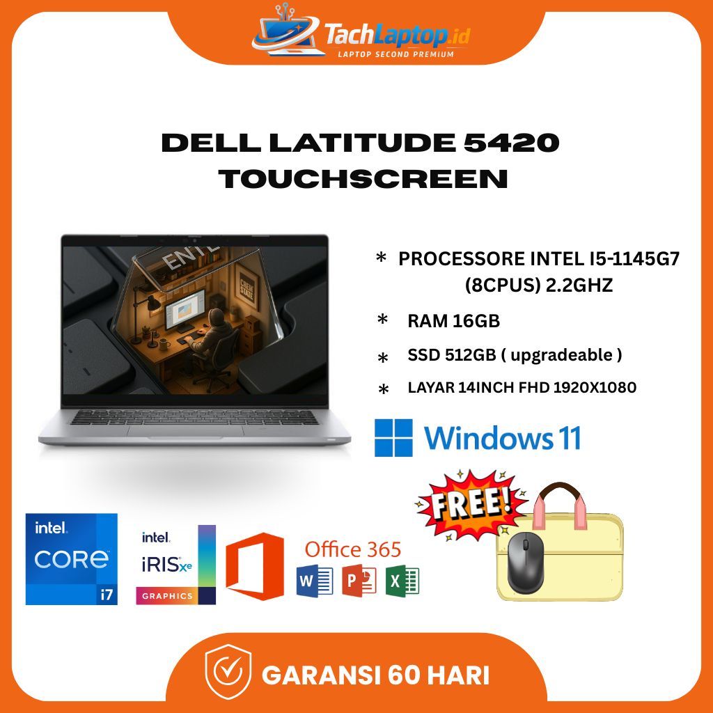 DELL LATITUDE 5420 CORE I5-1145G7 INTEL IRIS XE RAM 16GB SSD 512GB