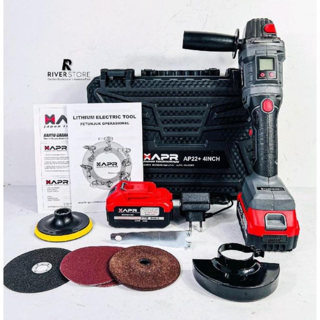 GERINDA BATERAI CORDLESS APR 22+ / gerinda cas 88volt 2baterai