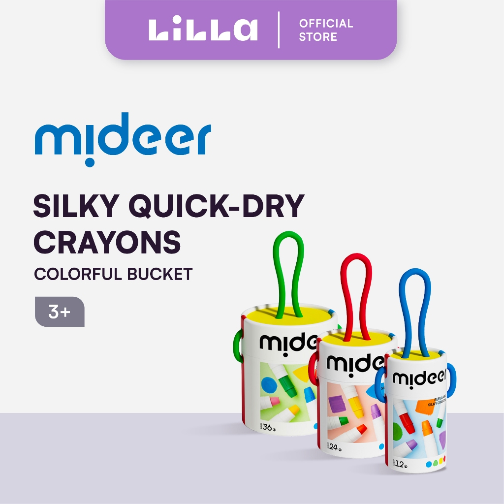 Mideer Silky Quick-Dry Crayons - Colorful Bucket