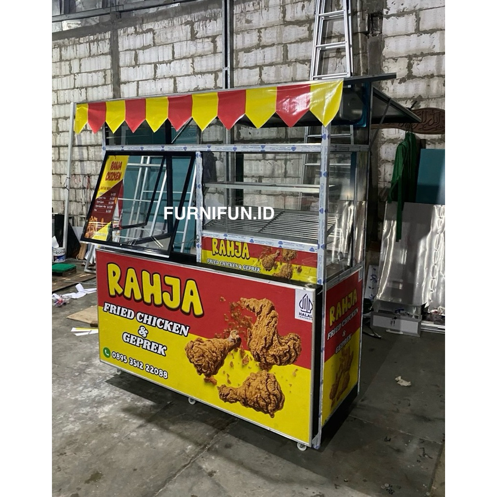 Gerobak Fried Chicken / Gerobak Ayam Geprek / Gerobak Murah / Gerobak Aluminium