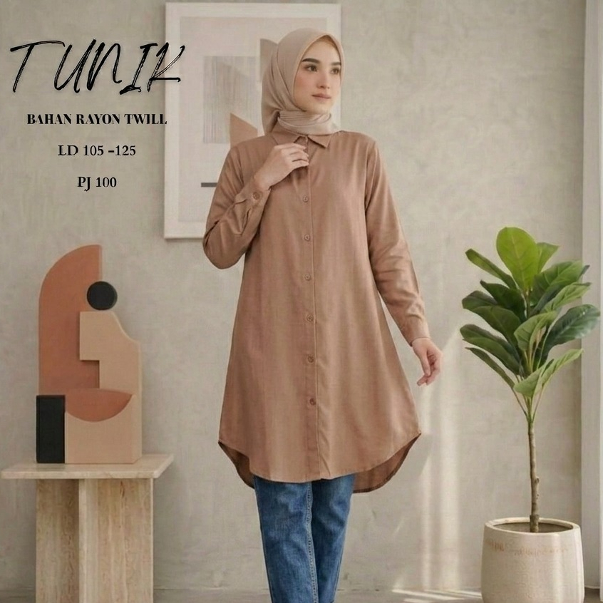 Promo Tunik Wanita Rayon Twil Premium Tunik Polos Ukuran Jumbo LD 125 Tunik Oversize
