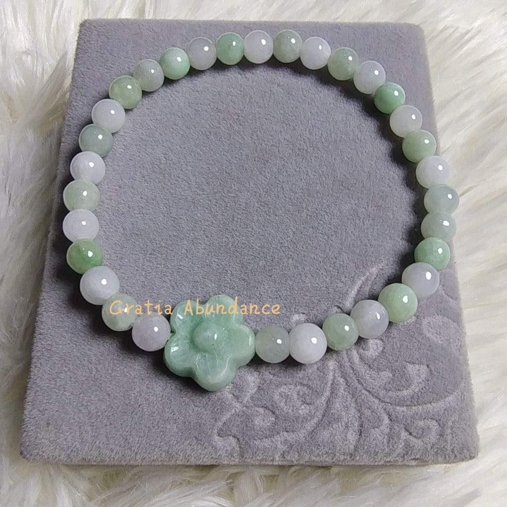 Gelang Giok Jadeite natural alami asli Burma BWJ Blue Water Jade Spacer