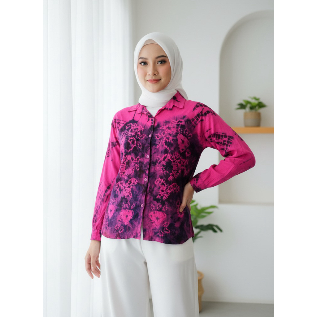 ATASAN BLOUSE KEMEJA WANITA SASIRANGAN 0016 [LD 94 CM]