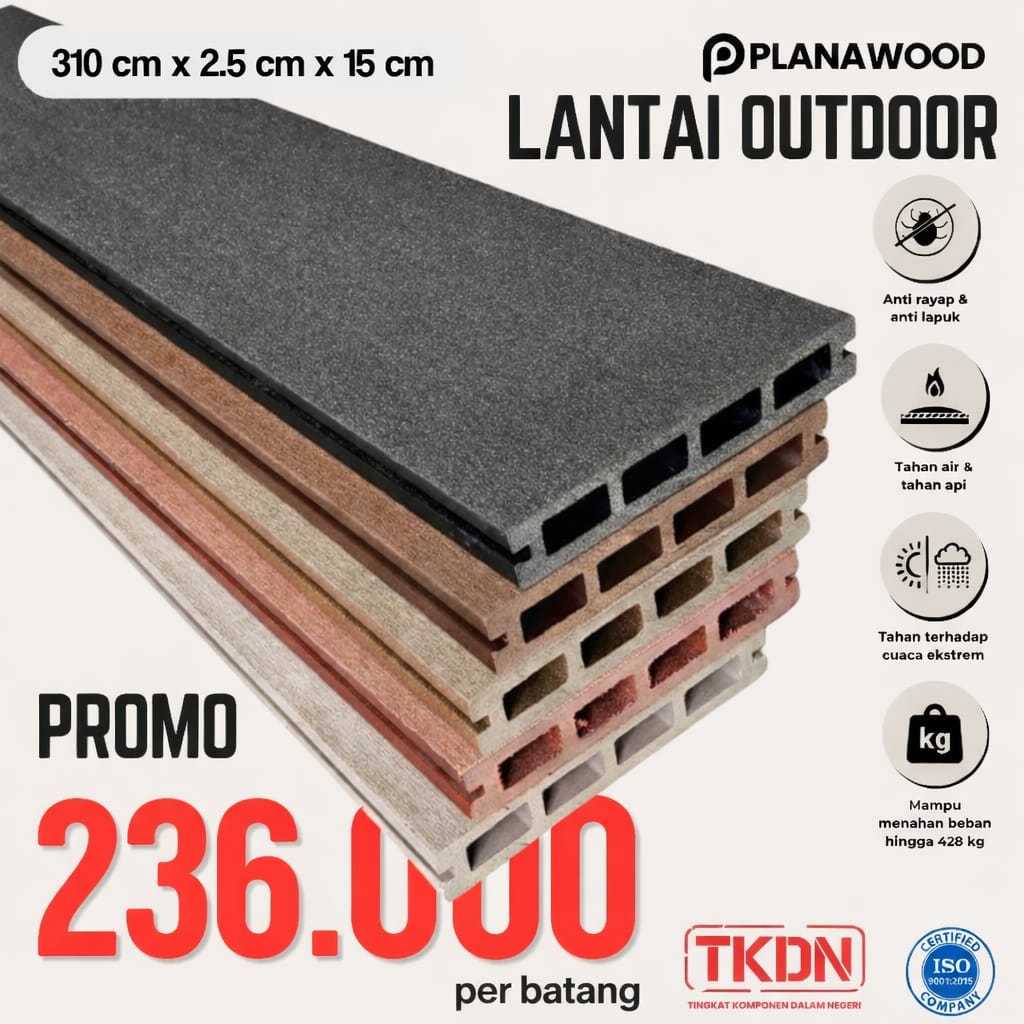 HPC sub Plana Wood lantai kayu outdoor decking Anti rayap anti slip