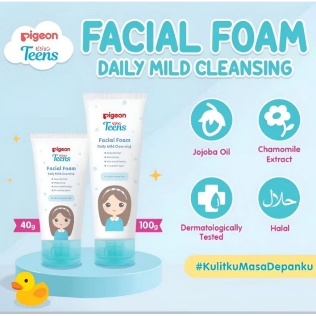 Pembersih Wajah Remaja Pigeon Facial Foam 40ml-100ml - Lembut, Menjaga Kelembaban, Formula Ringan