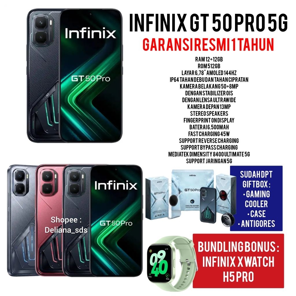Infinix GT 50 Pro 5G 12/512 12+12/512 24/512 Garansi Resmi 1 Tahun Infinix GT 50 Pro 12/512 Infinix 