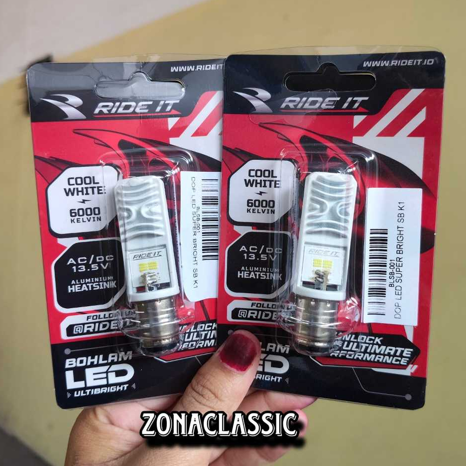 Lampu Dop Depan Motor LED Ride It Super Bright H6 K1 Lampu Depan Universal Semua Motor bebek/matic