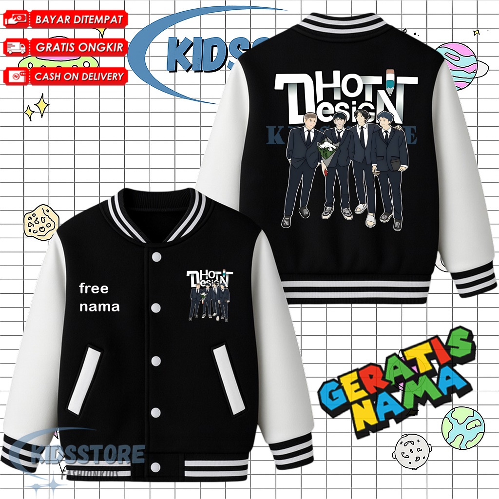 Jaket Varsity Anak Dhot Design Geng 4g Viral Lucu - Jaket Varsity Unisex Laki-Laki Perempuan Dhot De