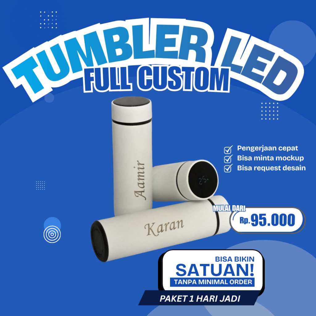 TERMOS LED CUSTOM NAMA TUMBLER DIGITAL SUHU SOUVENIR PREMIUM