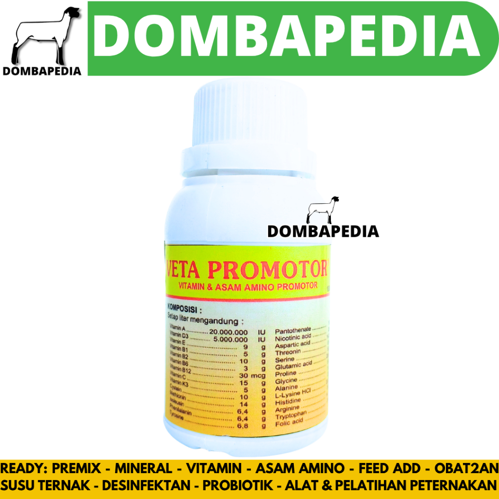 VETA PROMOTOR 100ML Premix Cair Vitamin Asam Amino Pemacu Pertumbuhan Ternak Ayam Sapi Kambing Babi