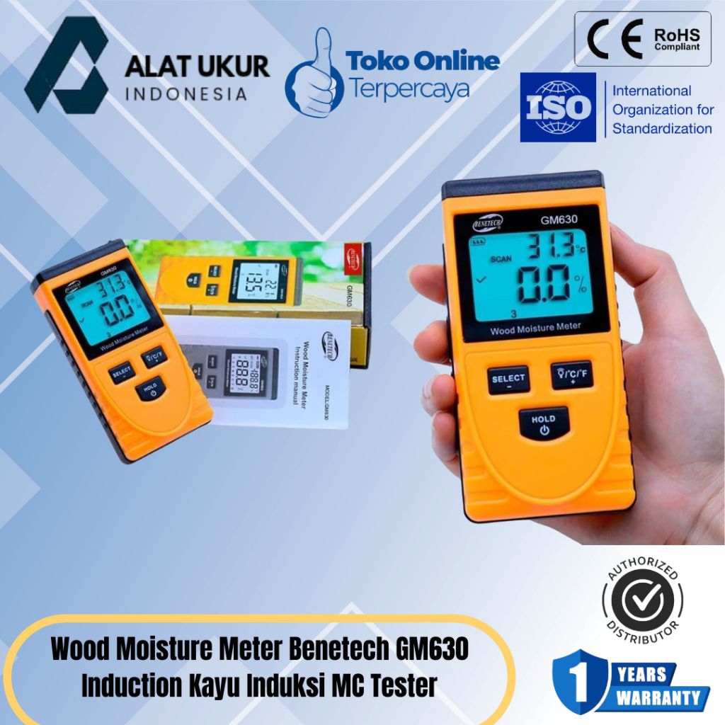 Wood Moisture Meter Benetech GM630 Induction Kayu Induksi MC Tester