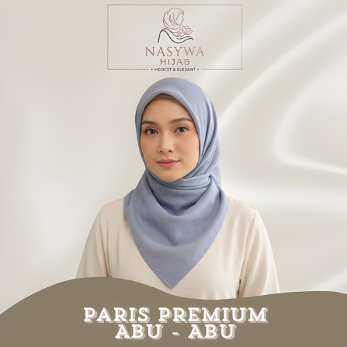 Nasywa Kerudung Paris Premium Abu Hijab Paris Jadul Kerudung Segiempat Bahan Lembut Adem