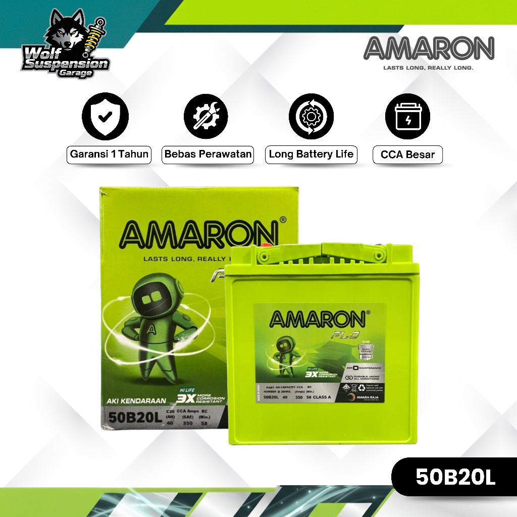 Amaron Hi Life Flo Aki Mobil Daihatsu Rocky NS40ZL / 50B20L 12V / 40Ah Aki Kering