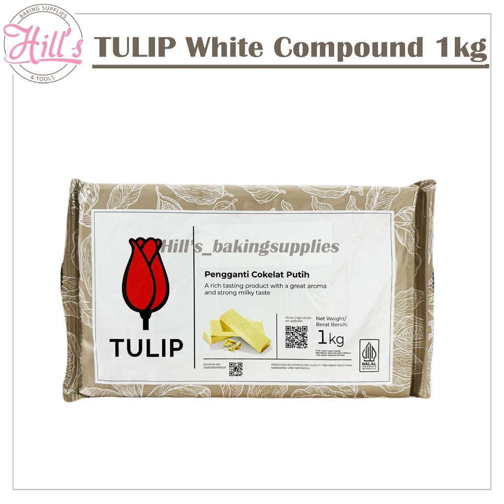 TULIP WHITE CHOCOLATE COMPOUND 1 KG / COKELAT MASAK PUTIH / COKLAT SUSU BATANG COMPOND 1KG
