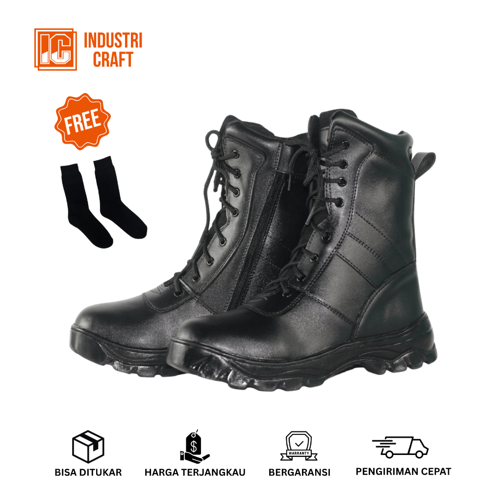 FREE KAOS KAKI Sepatu PDL Doff MOXXER TNI Polri Polisi Satpam Security Banser Balantas Hitam Doff Ta