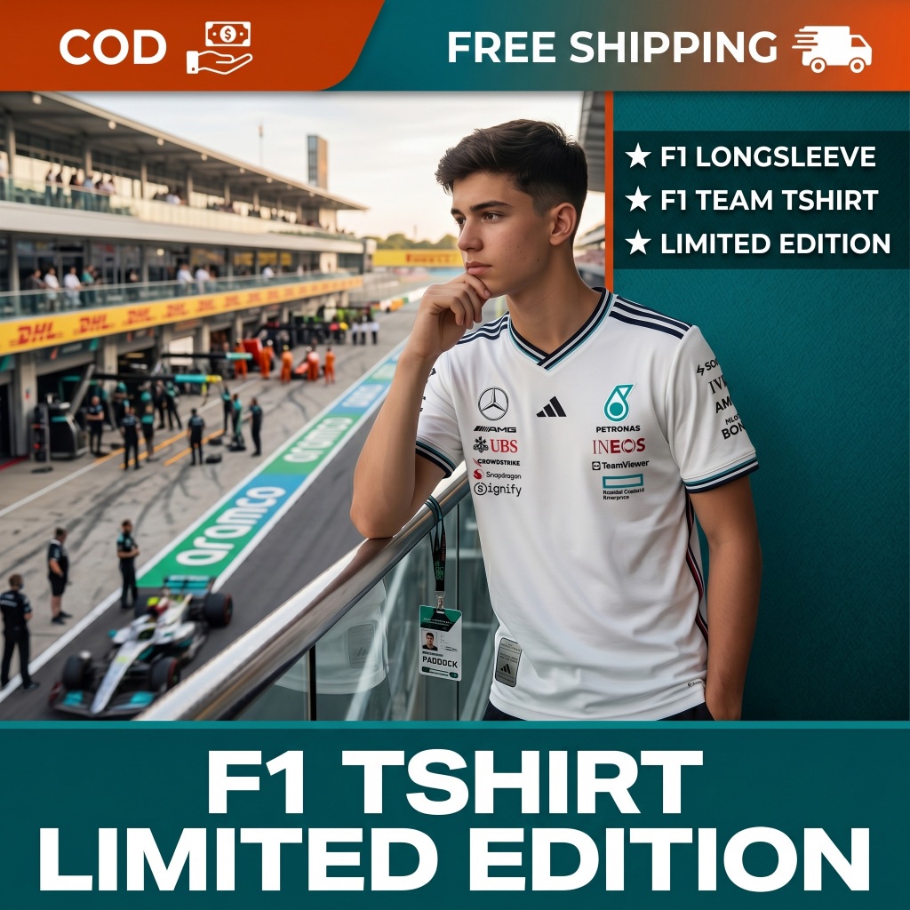 Tshirt Mercedes F1 Putih 2025 Driver Shirt Formula 1
