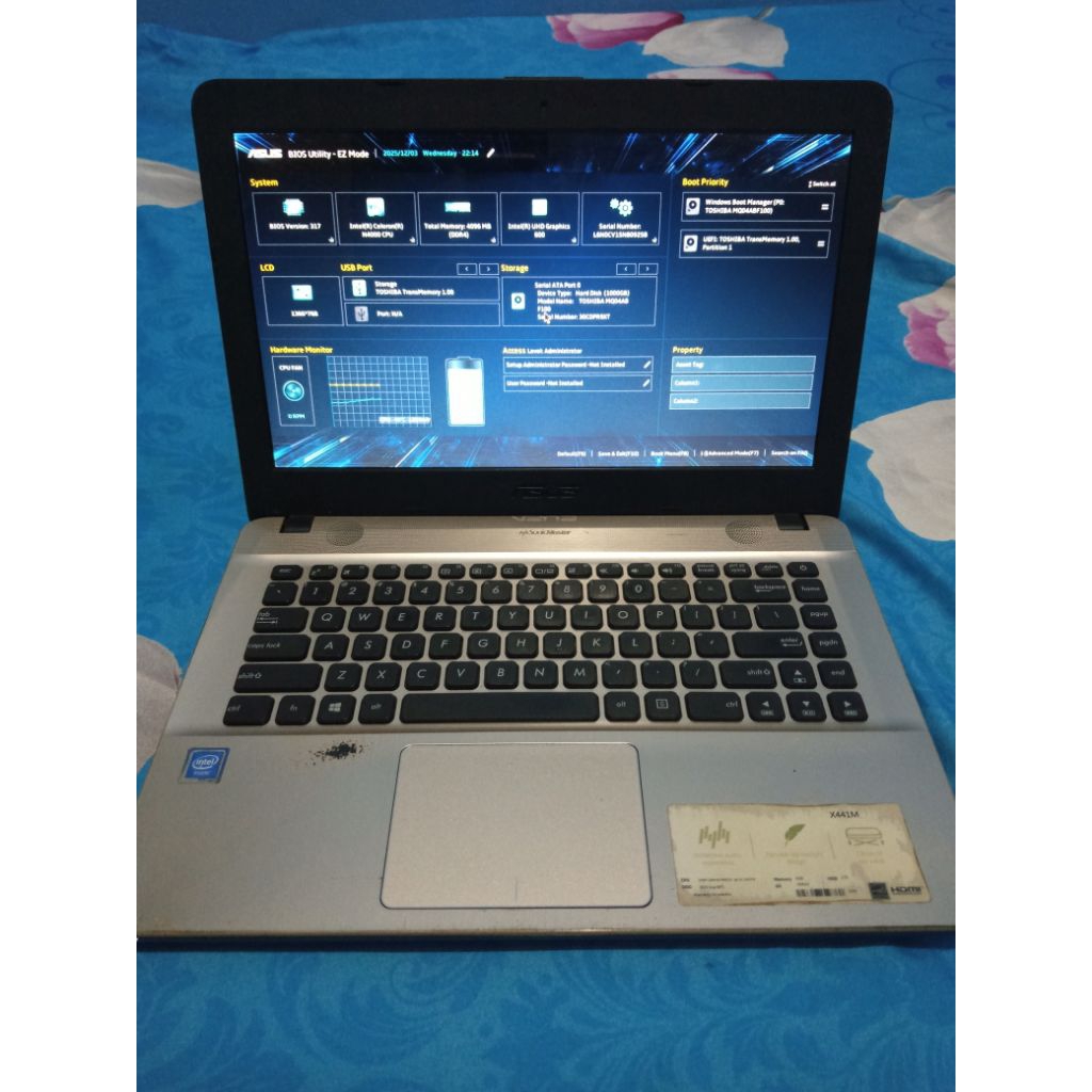 LAPTOP ASUS X455L DDR3 4GB HDD 1TB