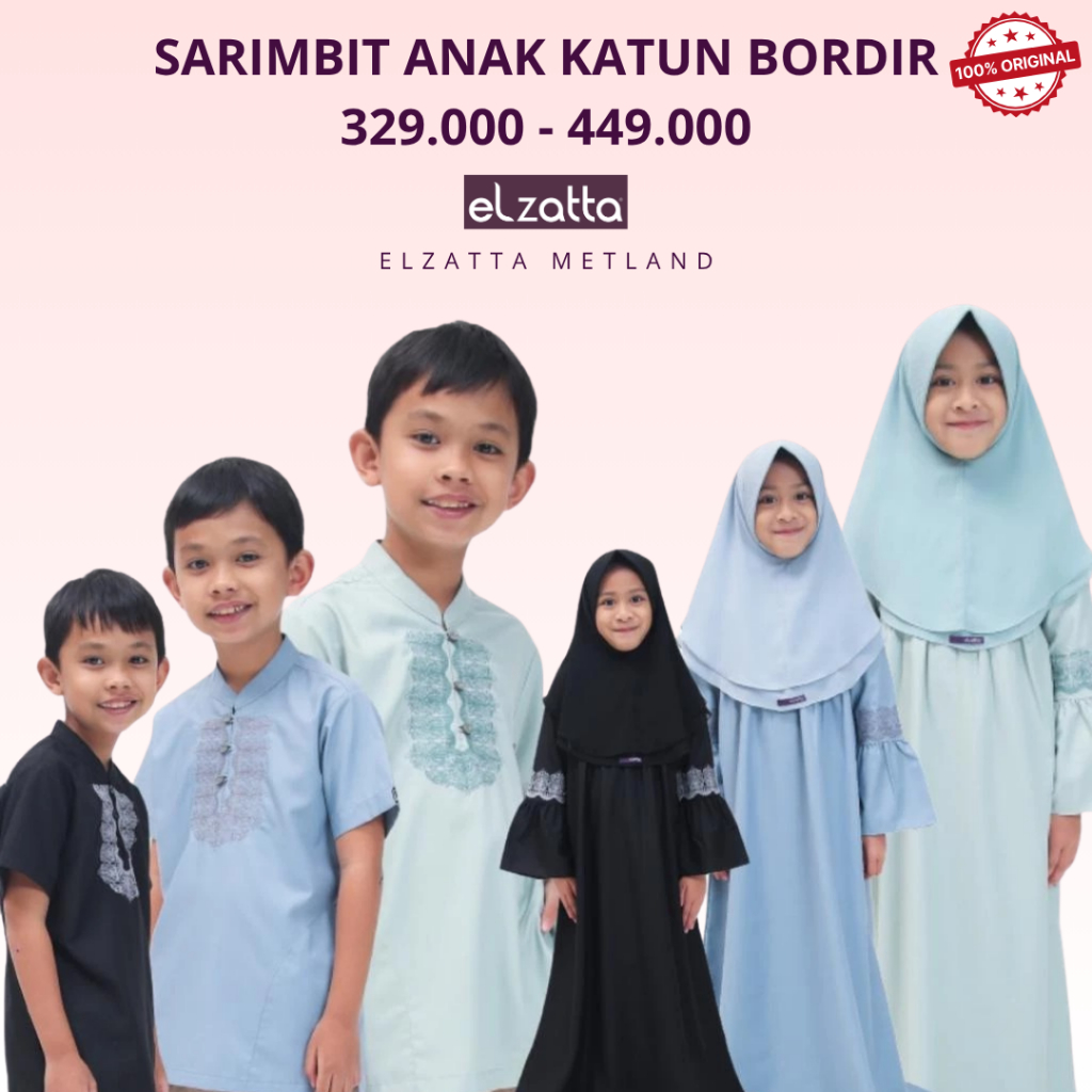 Elzatta Sarimbit ANAK Katun Bordir Baju Muslim anak couple cewe cowo
