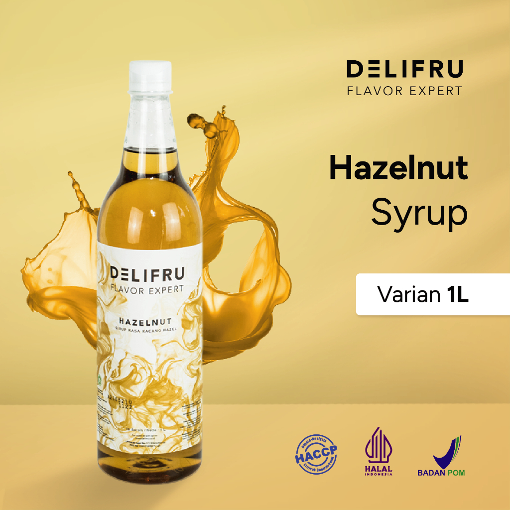 Syrup Hazelnut Delifru 1 Liter - Sirup Kacang Hazelnut Premium