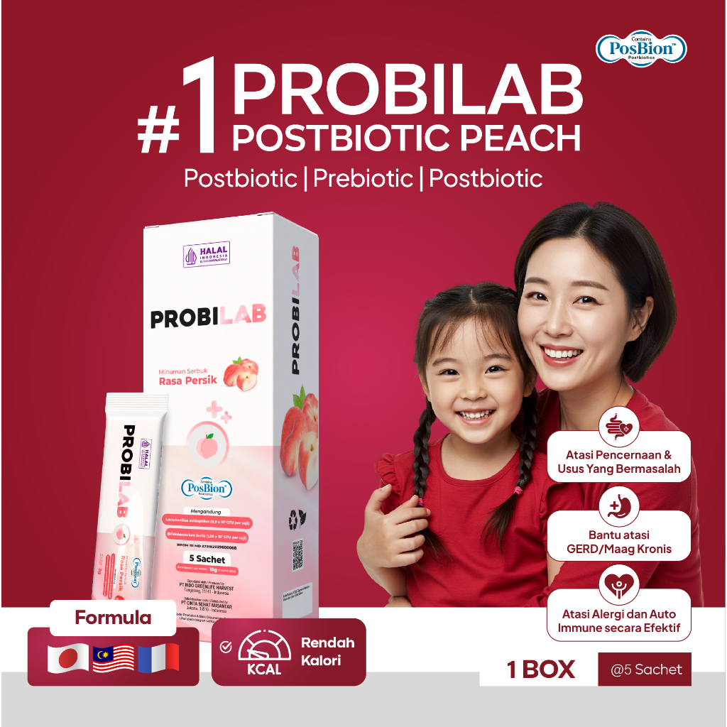 FS Promo Extra Probilab Kids - Suplemen Kesehatan Anak Rasa Peach | Suplemen 3 Biotik (Probiotik, Pr
