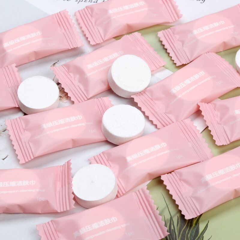 TOKO TUKU TIGA - [50 pcs] Handuk Kecil Muka Lembut Mini Traveling Tisu Tissue Wajah Basah Bentuk Per