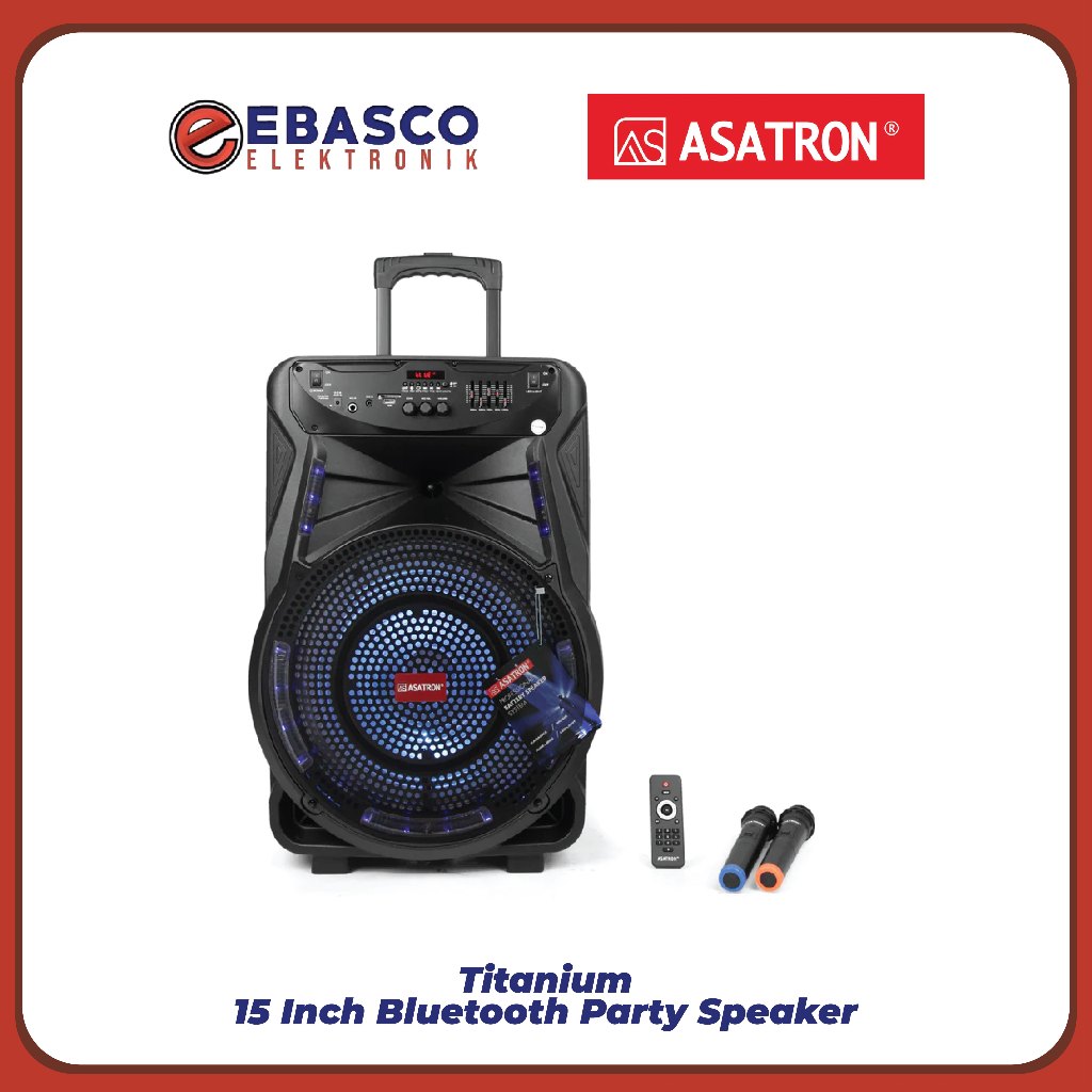 ASATRON Speaker Aktif Titanium Portable Woofer 15 Inch Wireless Garansi Resmi