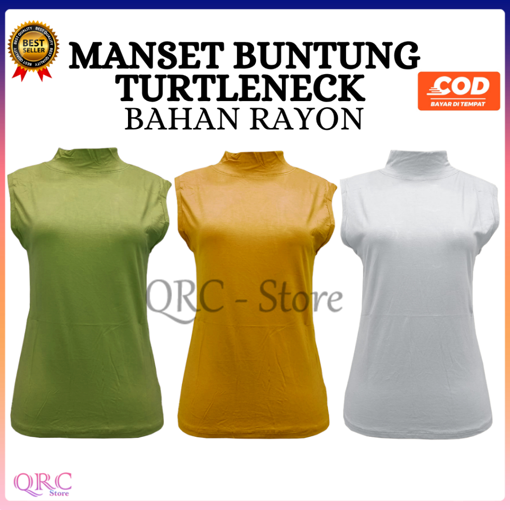 Baju Manset Buntung Tanpa Lengan Wanita Kerah Shanghai Leher Turtle Neck Yukensi Polos Dalaman Wanit