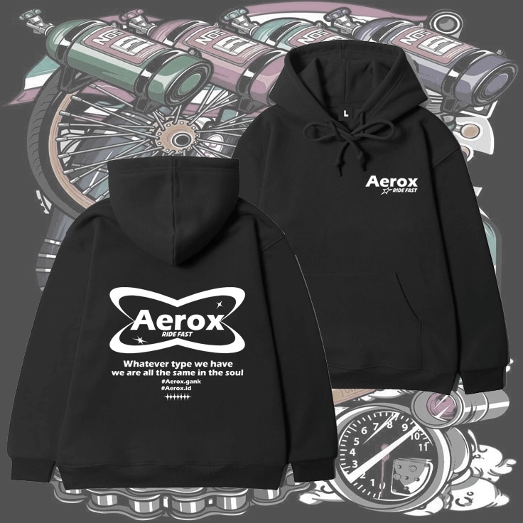 Jaket | Sweater Hoodie Aerox Ride Fast Terbaru Sweater Hoodie Motor Aerox gank Hitam Kekinian