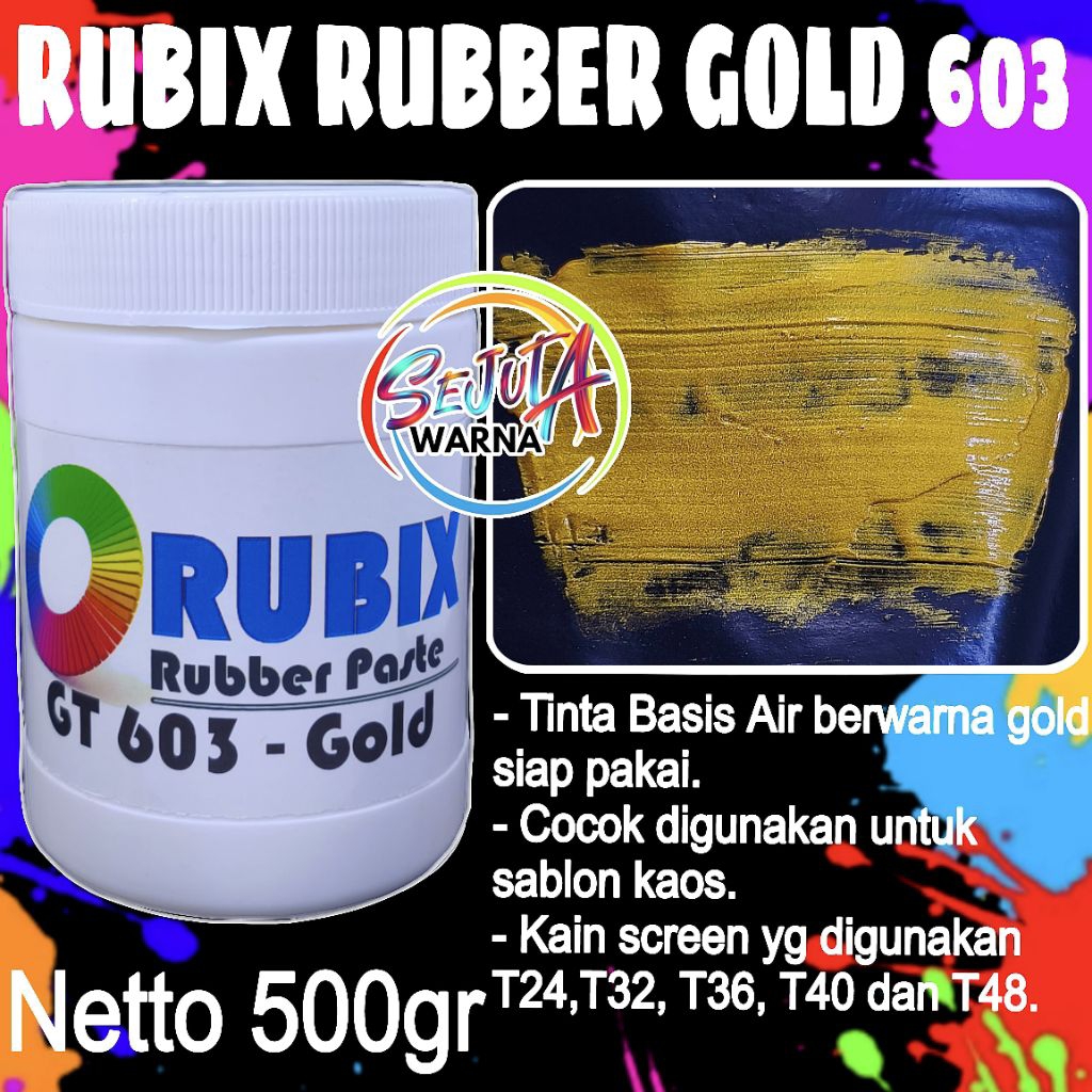 RUBIX RUBBER GOLD 603 BASIS AIR TINTA EMAS GOLD 500GR