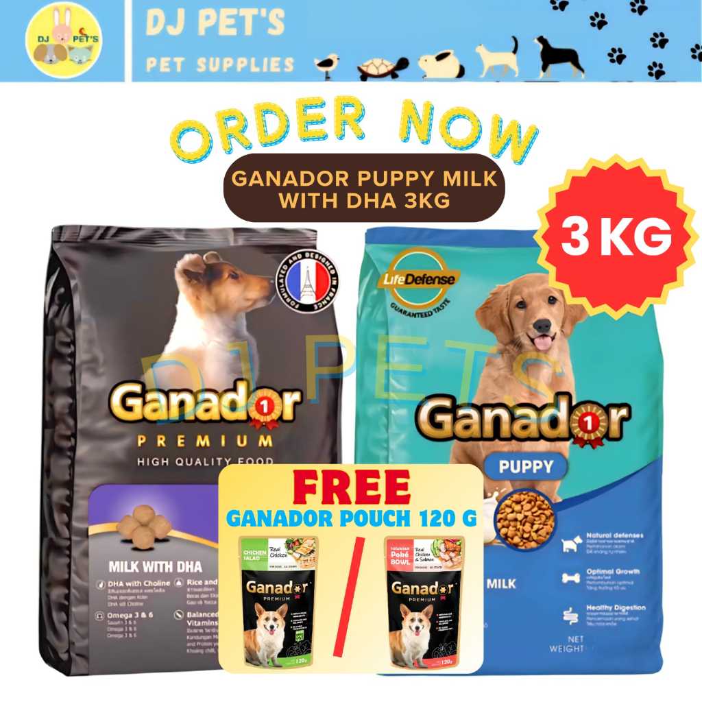 Ganador Premium Puppy Milk with DHA 3kg FREE Pouch 120gr Makanan anak anjing premium