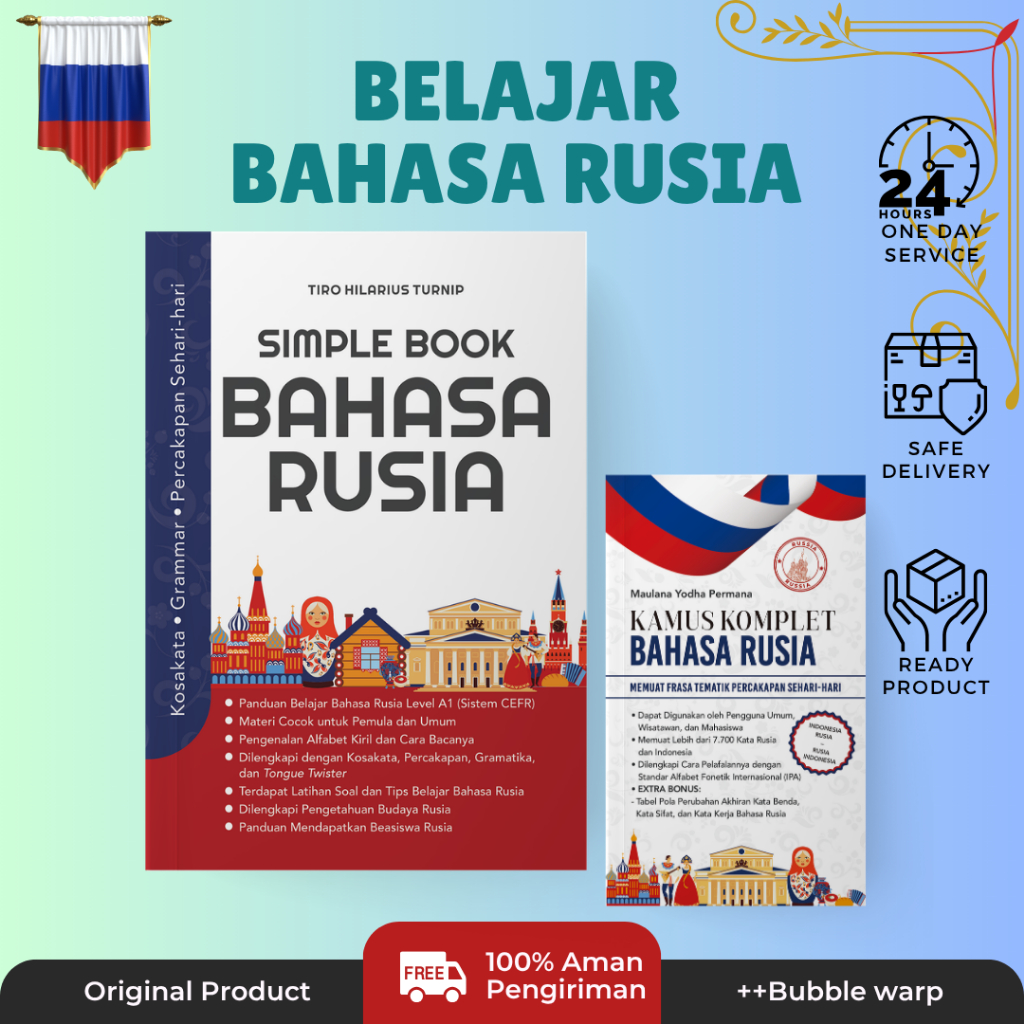 Buku Belajar Bahasa Rusia : Simpelbook Rusia Level A1 Sistem CEFR Dan Kamus Bahasa Rusia
