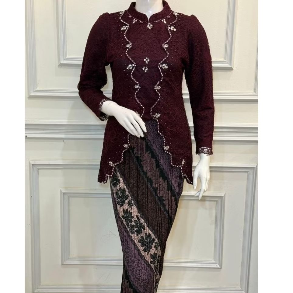 Tunik wisuda pesta brokat olla m l xl xxl rok plisket blouse brokat