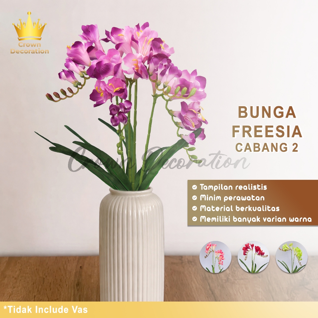 Bunga Freesia Cabang 2 Bunga Artificial Cantik Anti Layu Hiasan Meja Cafe Properti Foto | Bunga Free