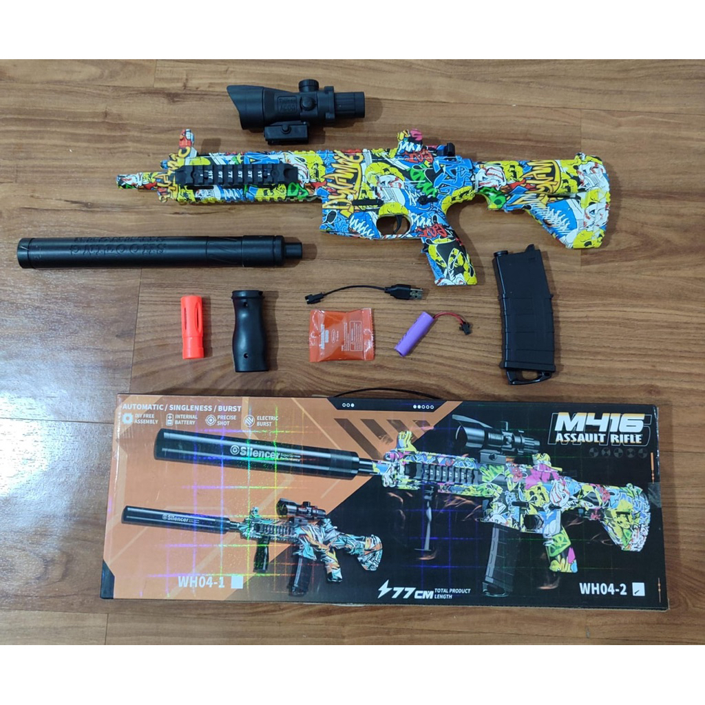 Mainan Tembakan Water Gel WEIHUI Blaster M416 Assault Rifle Sniper Rifle Tembakan Otomatis
