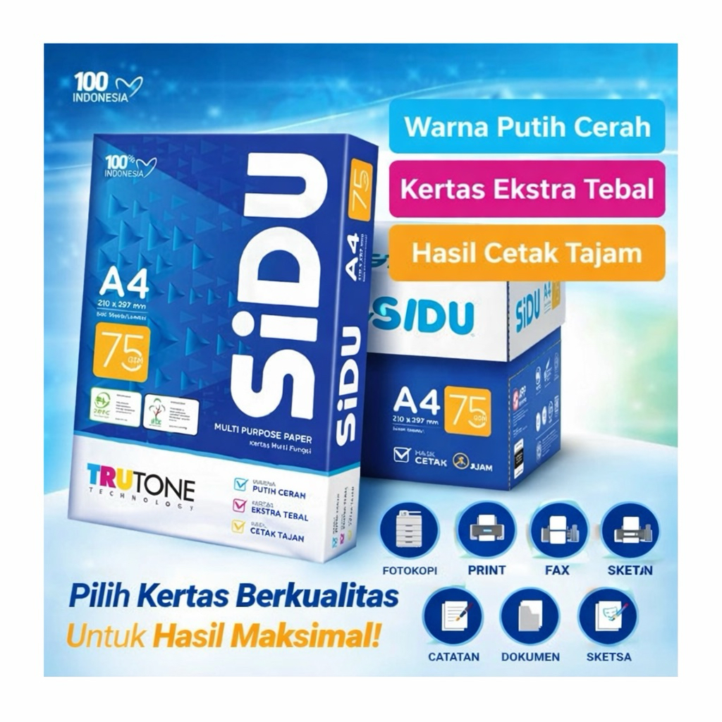 SIDU A4 kertas fotocopy - kertas putih - kertas print